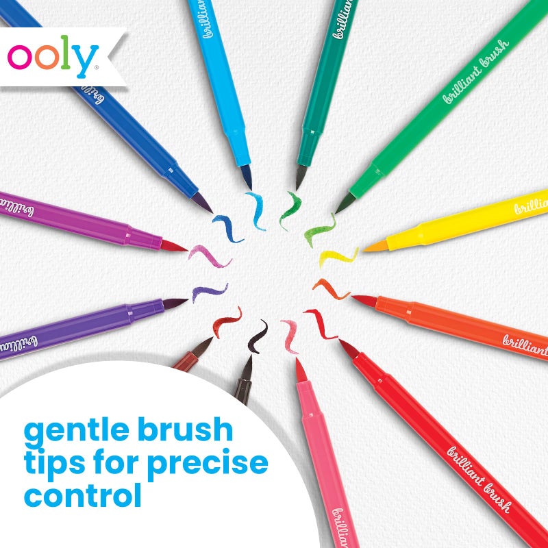 Ooly Brilliant Brush 12 Classic Colors, Calligraphy Pens for Writing & Hand Lettering, Dual Tip Pens for Beginners or Kids Includes 1 Brush & 1 Chisel Tip Pen - Image 3